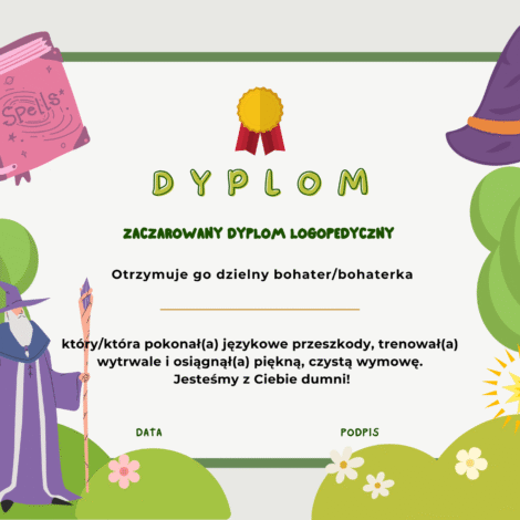 Zestaw 6 Dyplomów Logopedycznych
